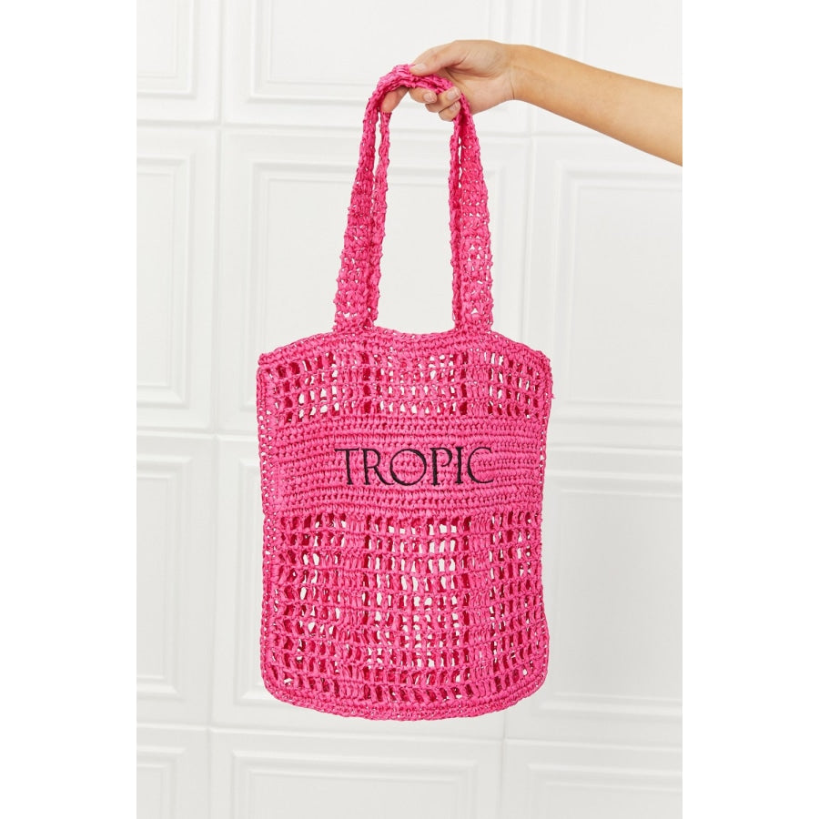 Fame Tropic Babe Staw Tote Bag Hot Pink / One Size