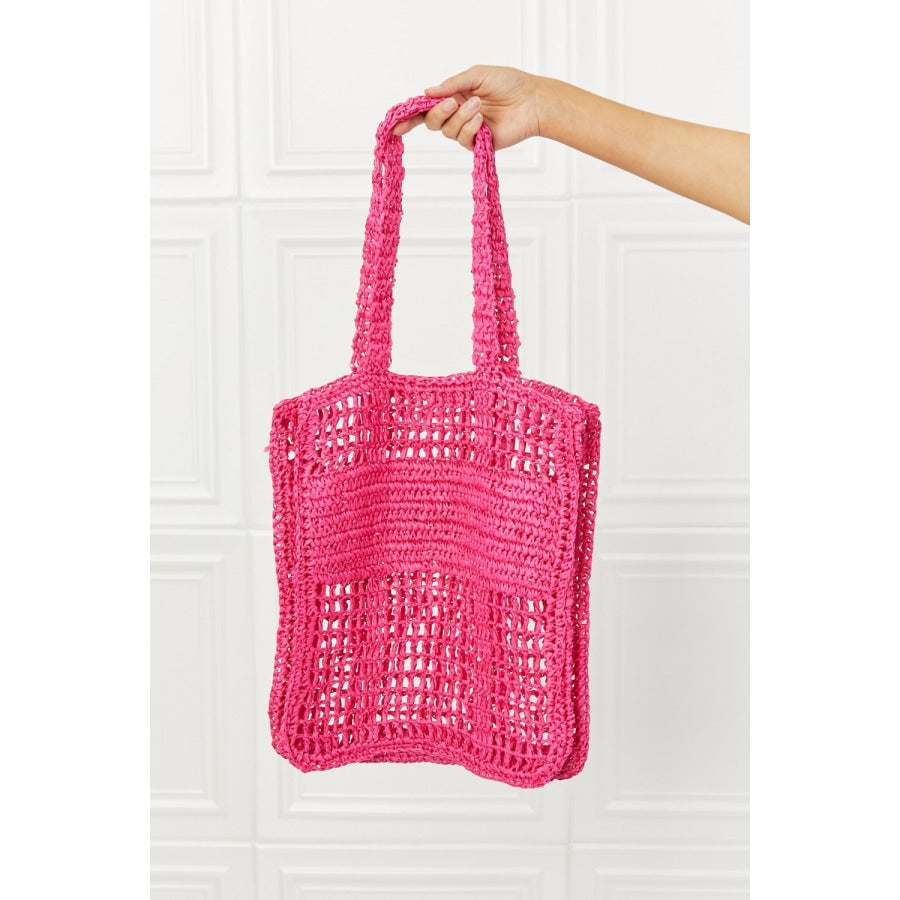 Fame Tropic Babe Staw Tote Bag Hot Pink / One Size