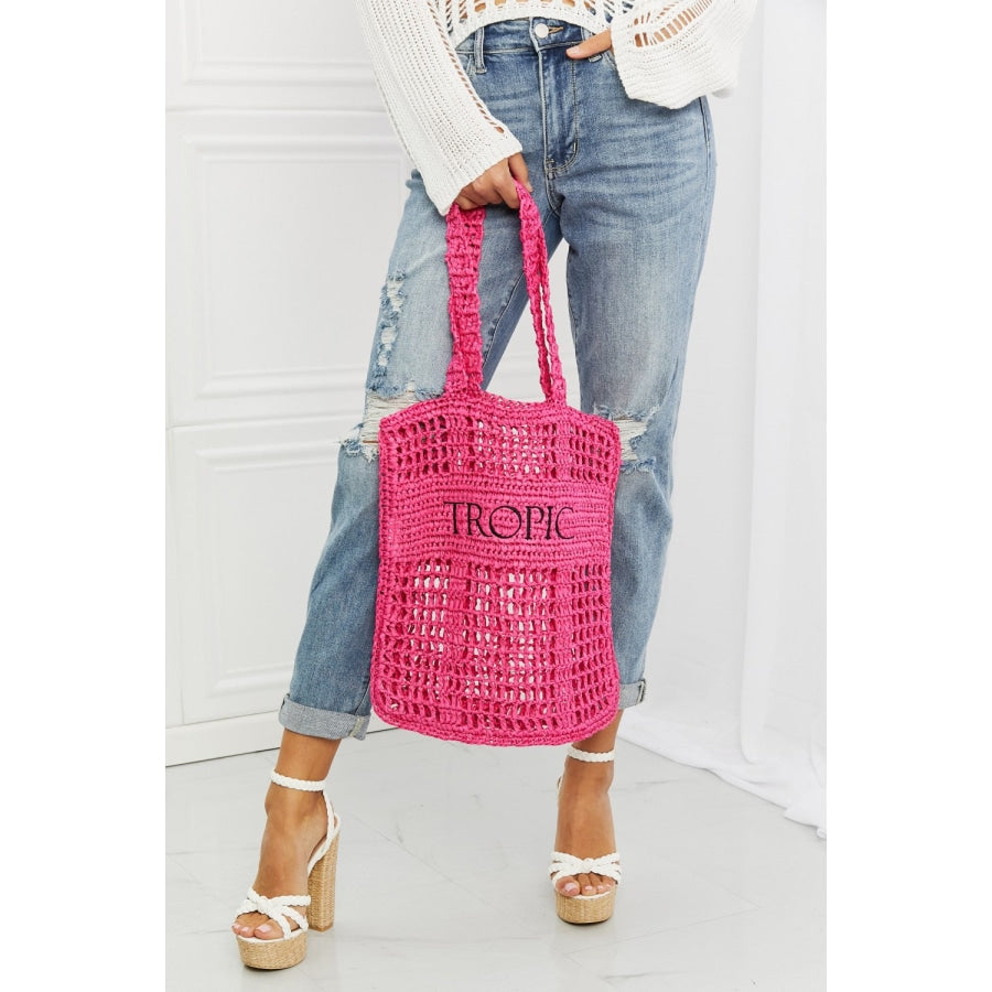 Fame Tropic Babe Staw Tote Bag Hot Pink / One Size