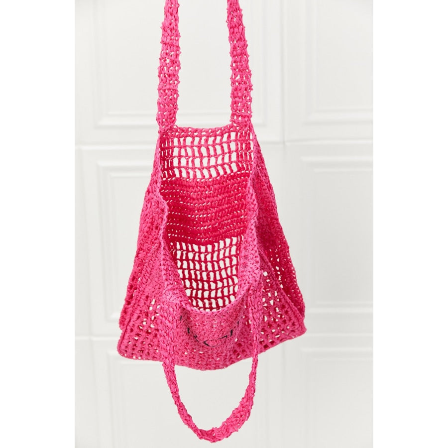 Fame Tropic Babe Staw Tote Bag Hot Pink / One Size