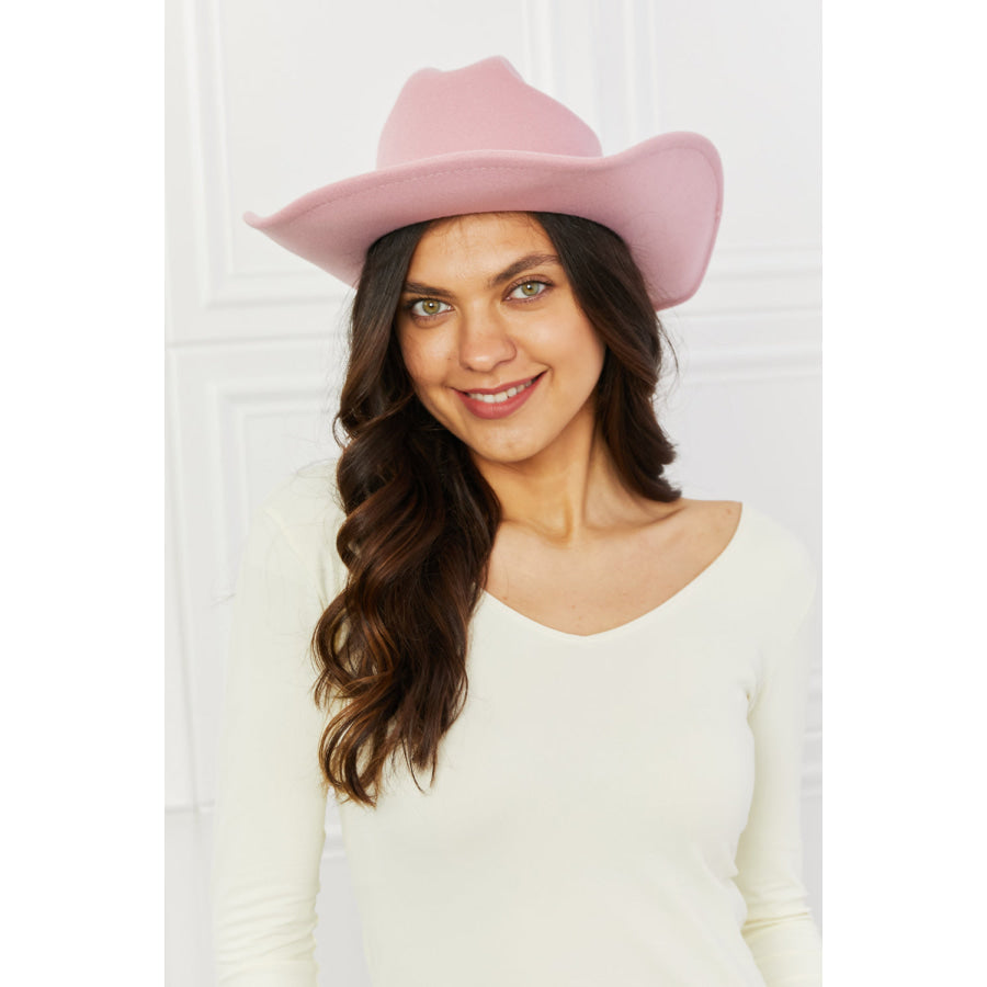 Fame Western Cutie Cowboy Hat in Pink Blush Pink / One Size Apparel and Accessories