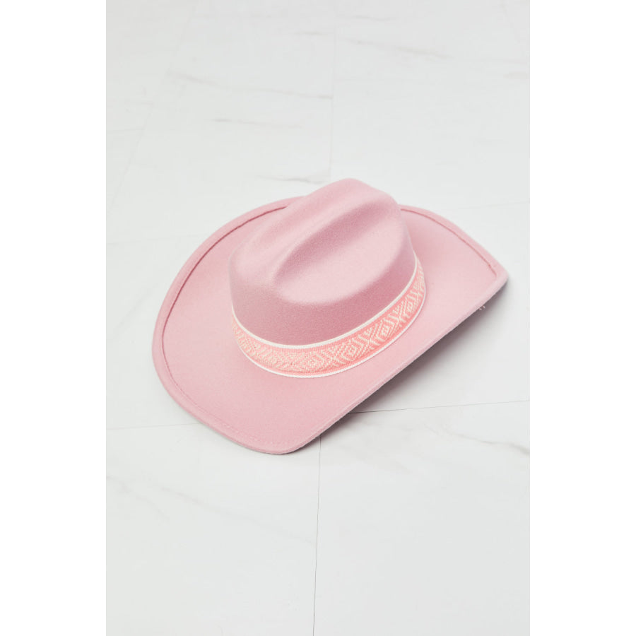 Fame Western Cutie Cowboy Hat in Pink Blush Pink / One Size Apparel and Accessories