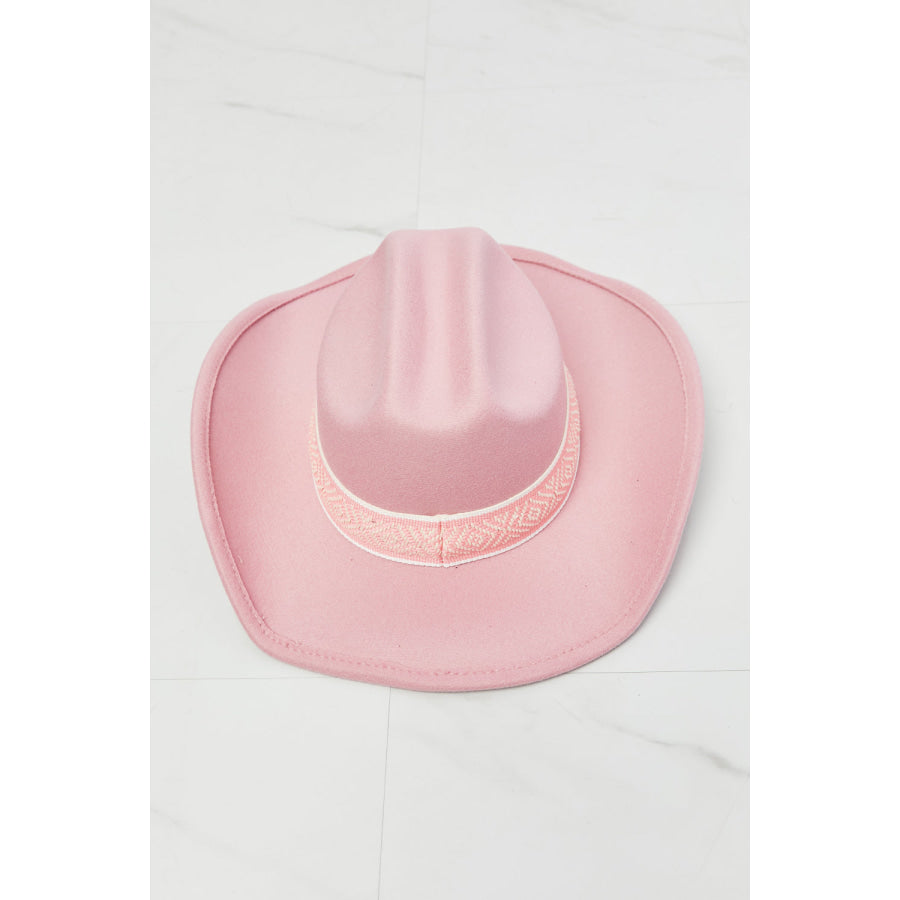 Fame Western Cutie Cowboy Hat in Pink Blush Pink / One Size Apparel and Accessories