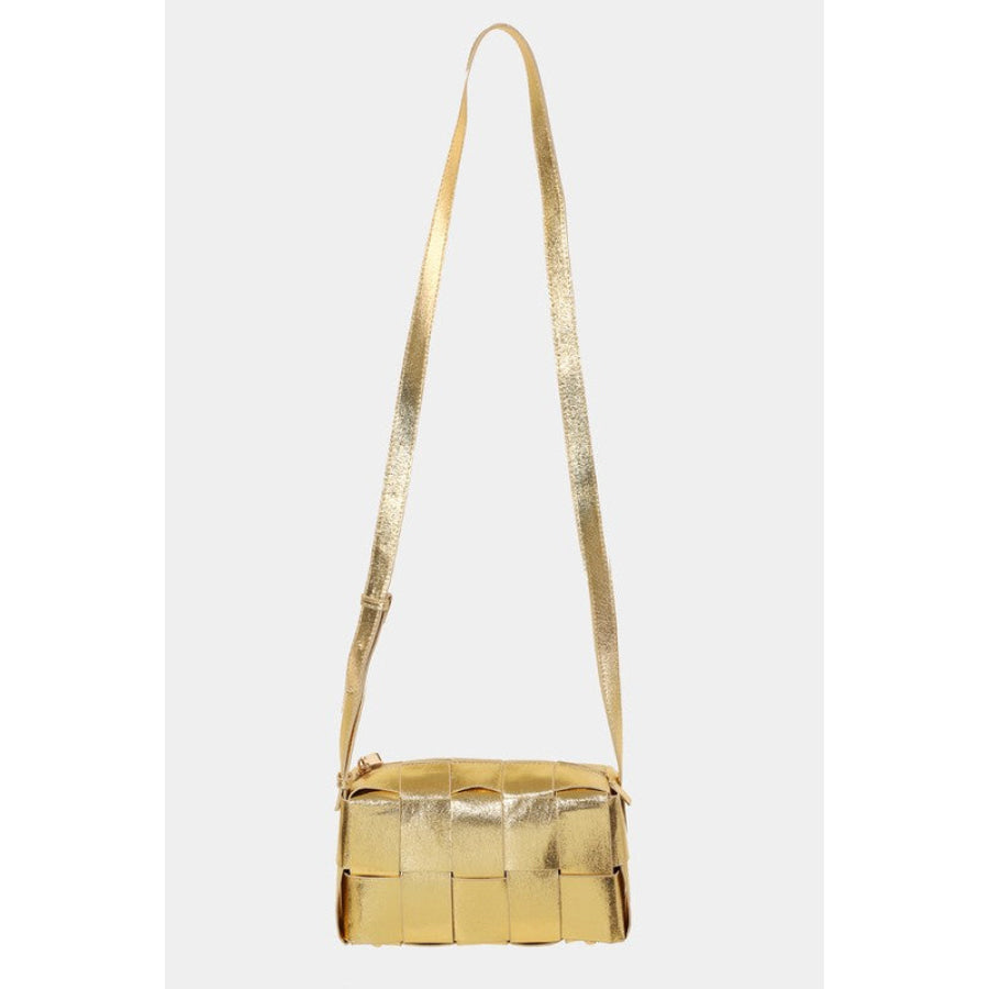 Fame Woven Crossbody Bag with Adjustable Strap Gold / One Size Apparel and Accessories