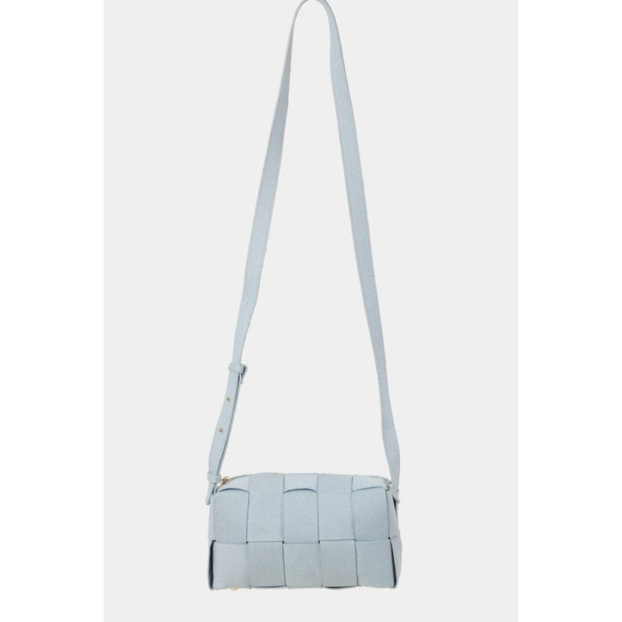 Fame Woven Crossbody Bag with Adjustable Strap Light Blue / One Size Apparel and Accessories