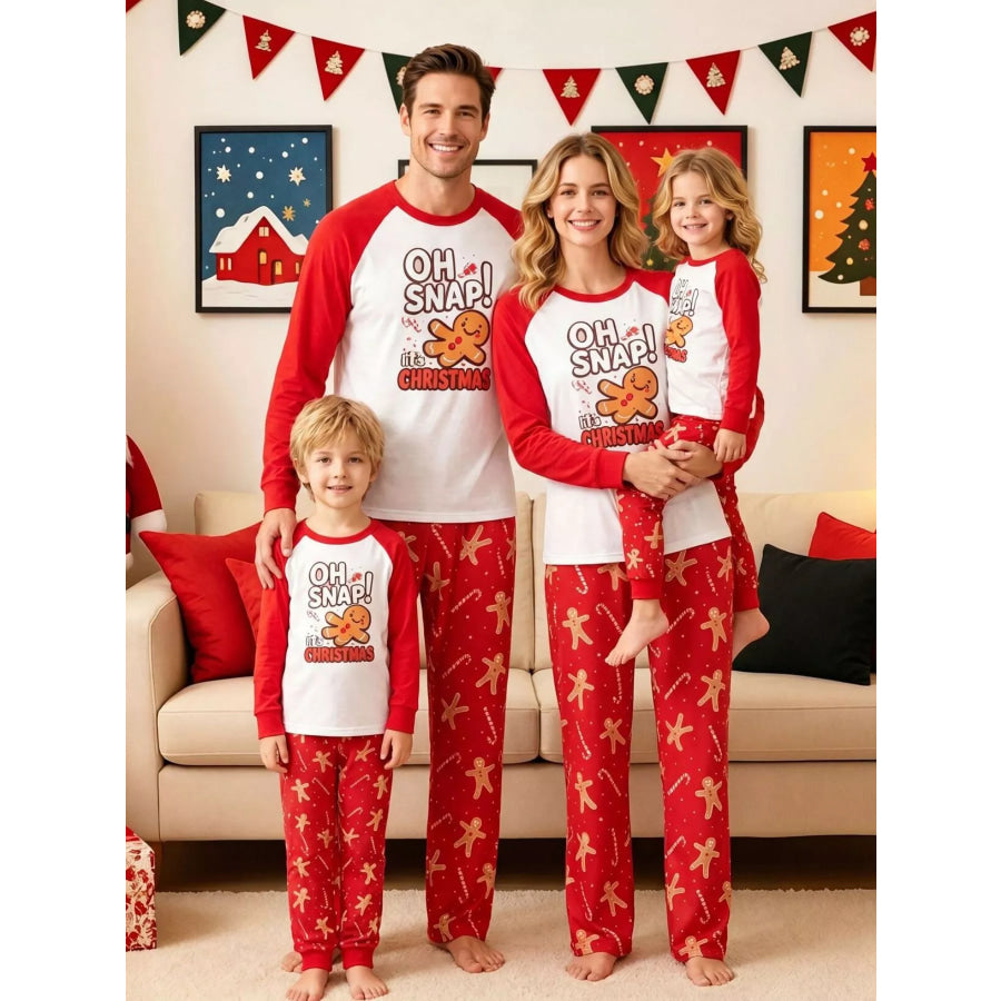 Family Matching Christmas Pajamas Set with Gingerbread Man Print Apparel and Accessories