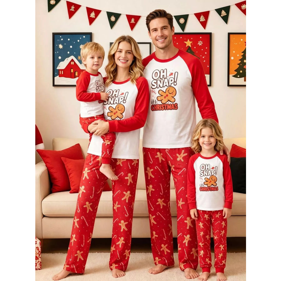 Family Matching Christmas Pajamas Set with Gingerbread Man Print Apparel and Accessories
