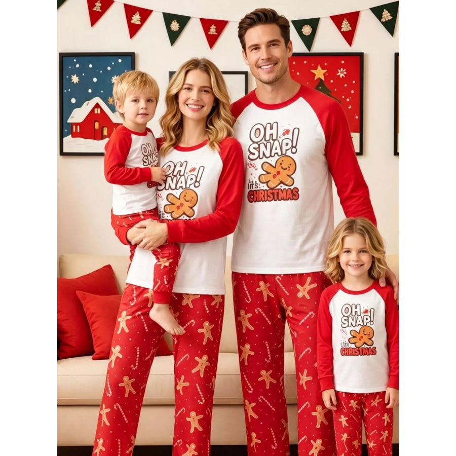 Family Matching Christmas Pajamas Set with Gingerbread Man Print Kid-Red / S Apparel and Accessories