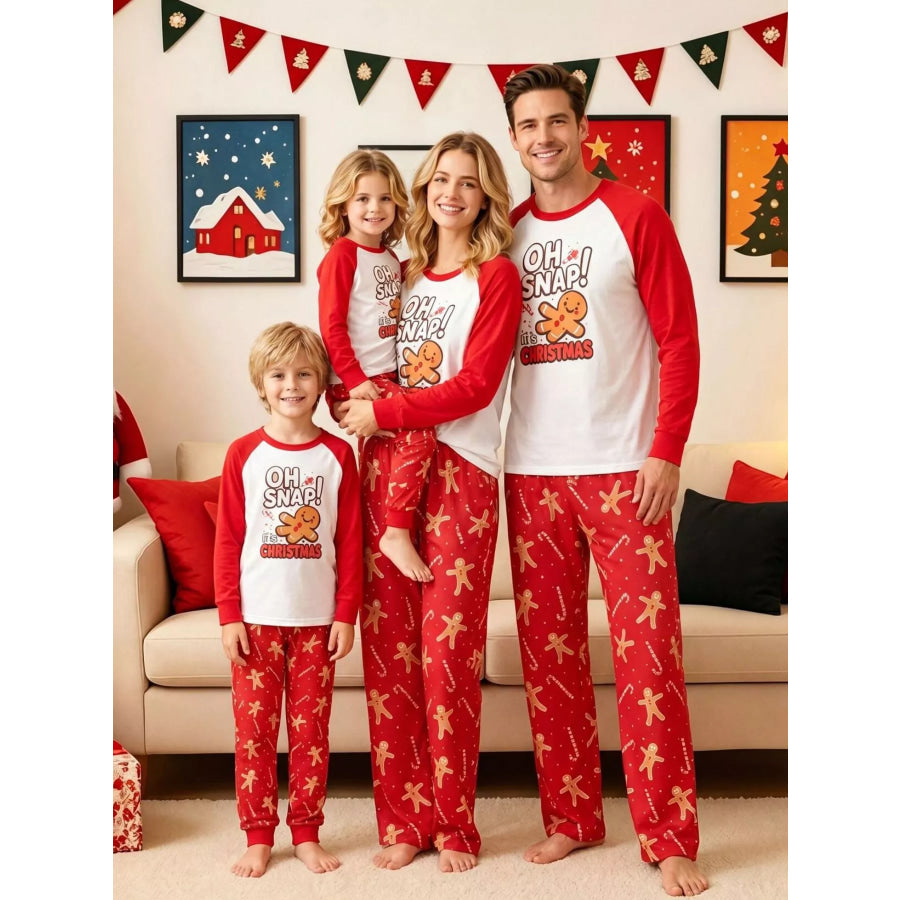 Family Matching Christmas Pajamas Set with Gingerbread Man Print Mom-Red / S Apparel and Accessories