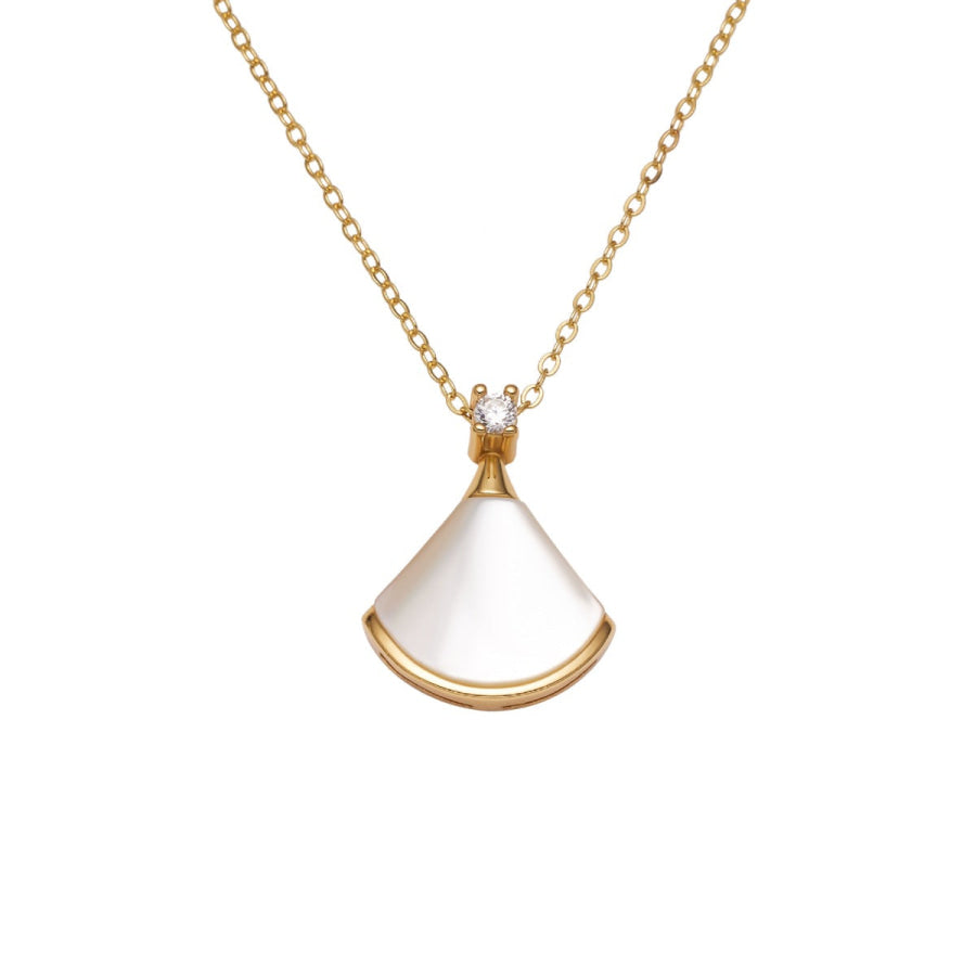 Fan-Shaped Mother of Pearl Pendant Necklace Apparel and Accessories