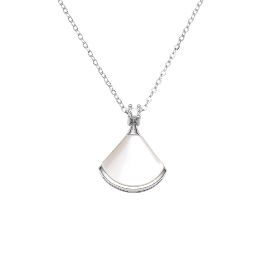 Fan-Shaped Mother of Pearl Pendant Necklace Apparel and Accessories