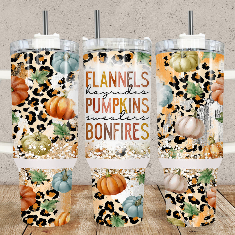 Fannel Pumpkin Bonfire 40oz Tumbler Tumbler