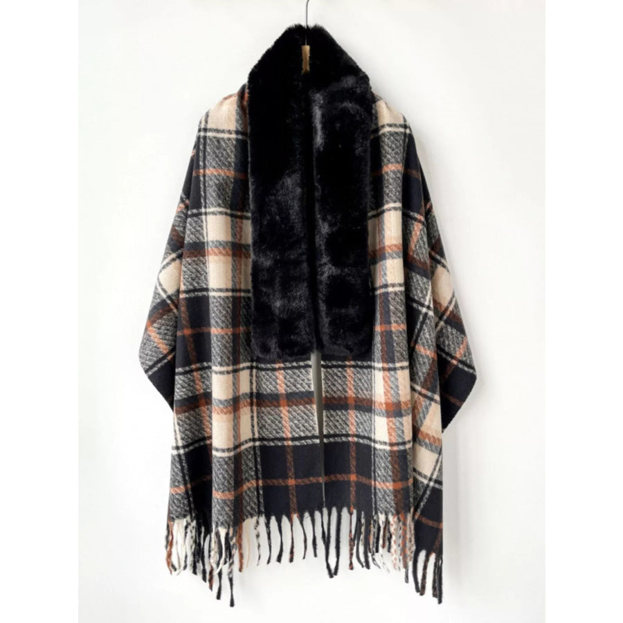 Faux Fur Fringe Scarf Wrap Black / ONESIZE Apparel and Accessories