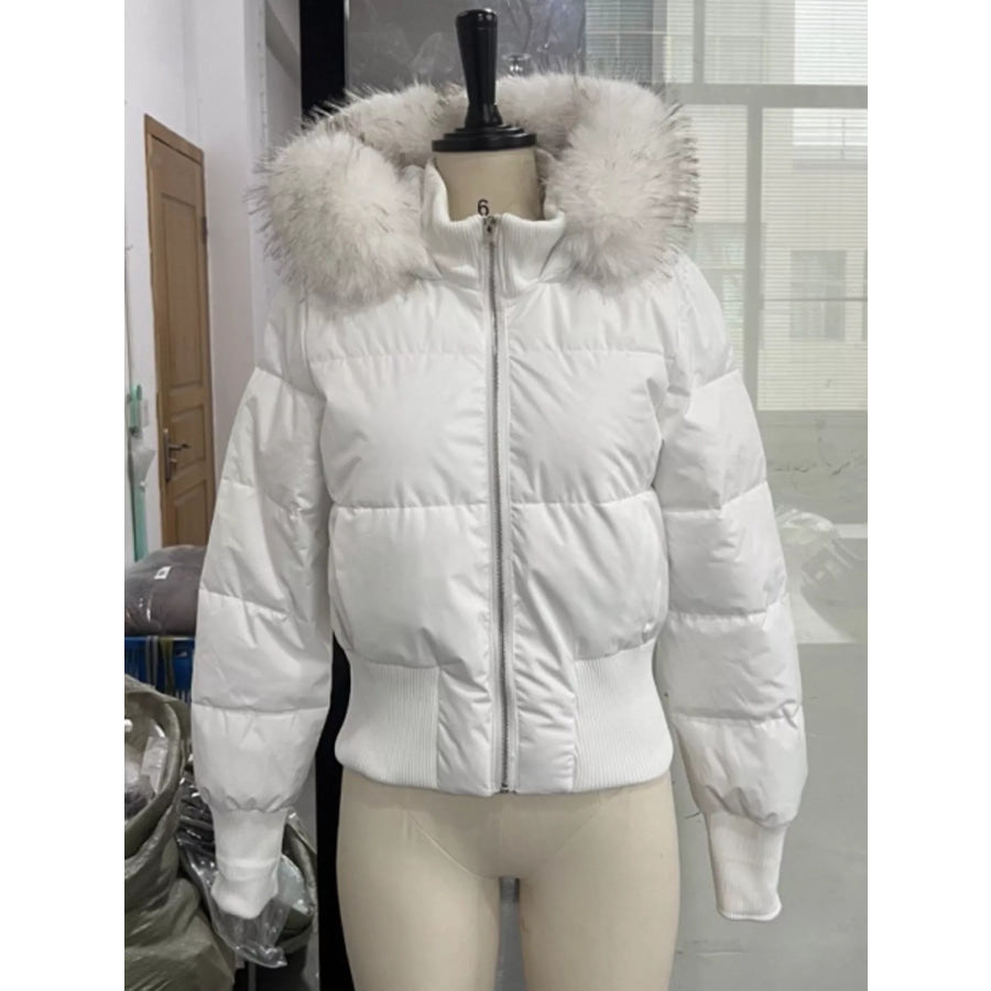 Faux Fur Hooded Puffer Outerwear Apparel and Accessories