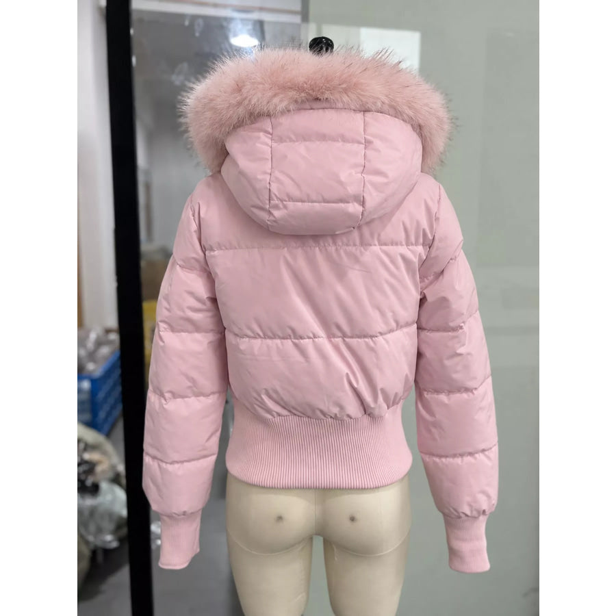 Faux Fur Hooded Puffer Outerwear Apparel and Accessories