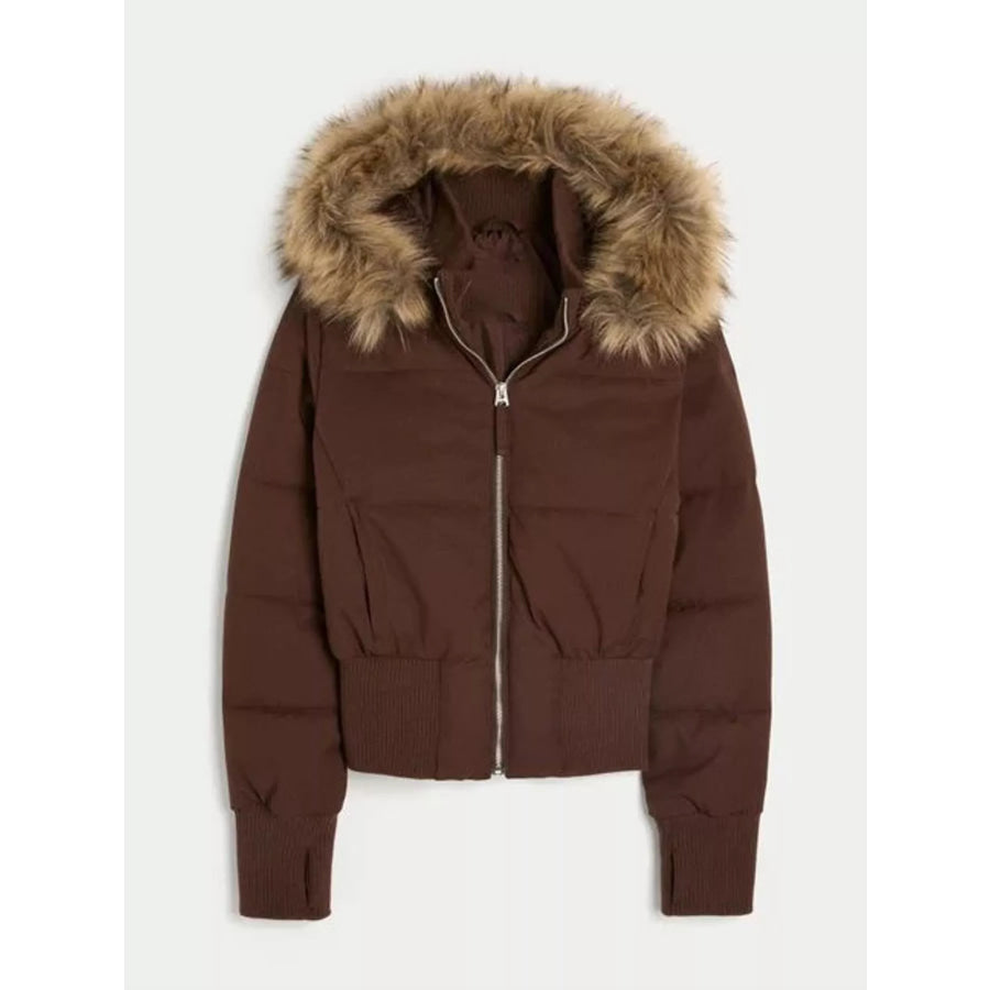 Faux Fur Hooded Puffer Outerwear Apparel and Accessories