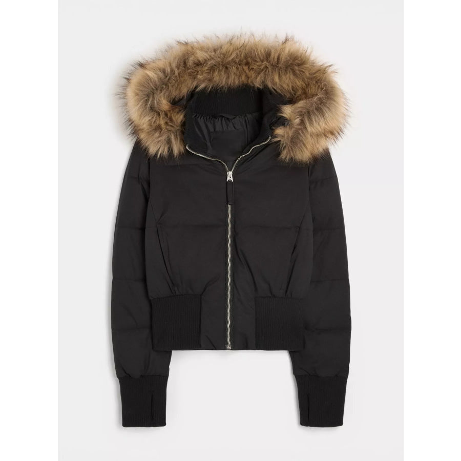 Faux Fur Hooded Puffer Outerwear Apparel and Accessories