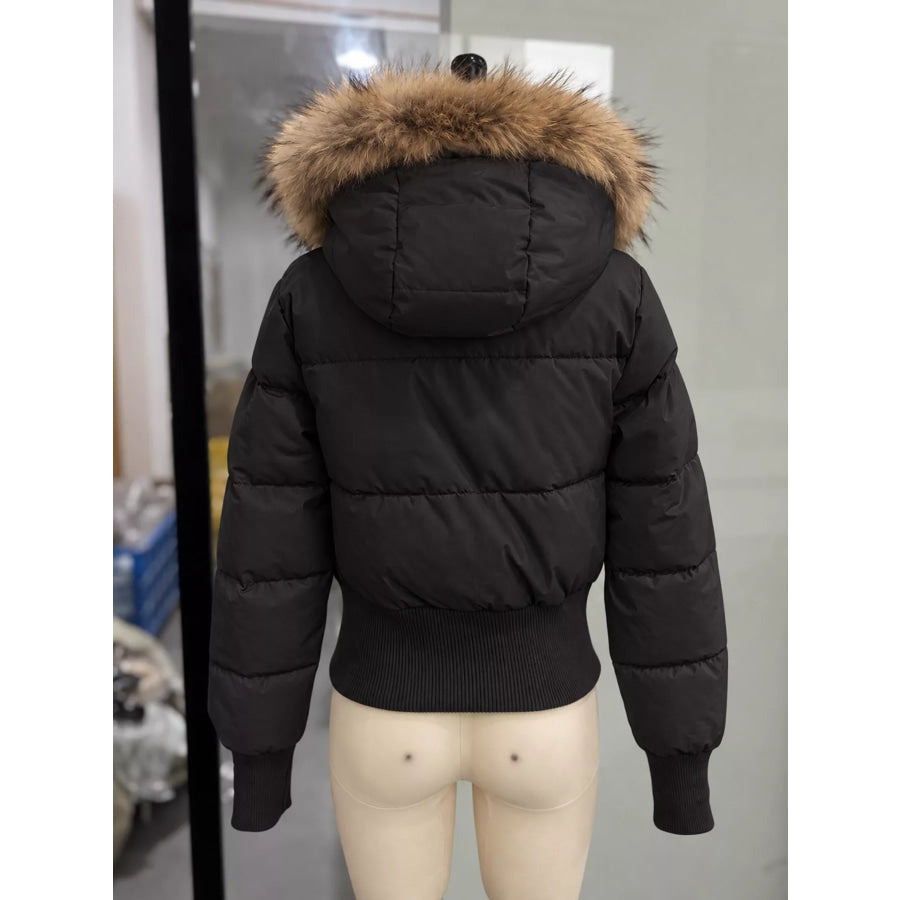 Faux Fur Hooded Puffer Outerwear Apparel and Accessories