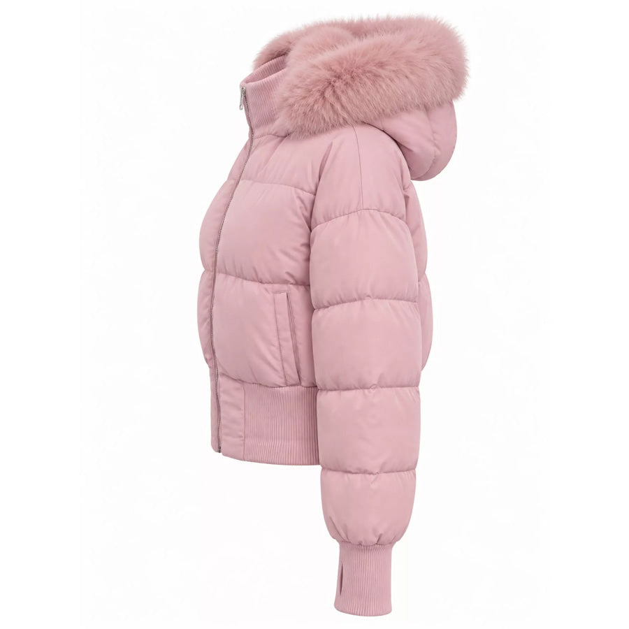 Faux Fur Hooded Puffer Outerwear Apparel and Accessories
