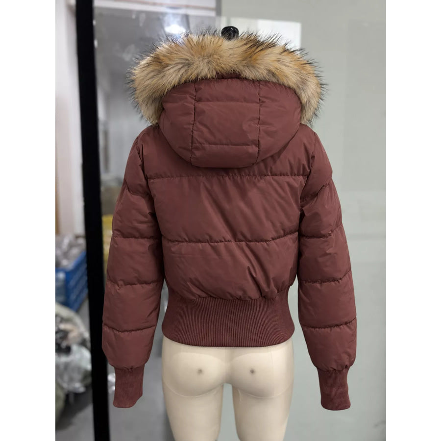 Faux Fur Hooded Puffer Outerwear Apparel and Accessories