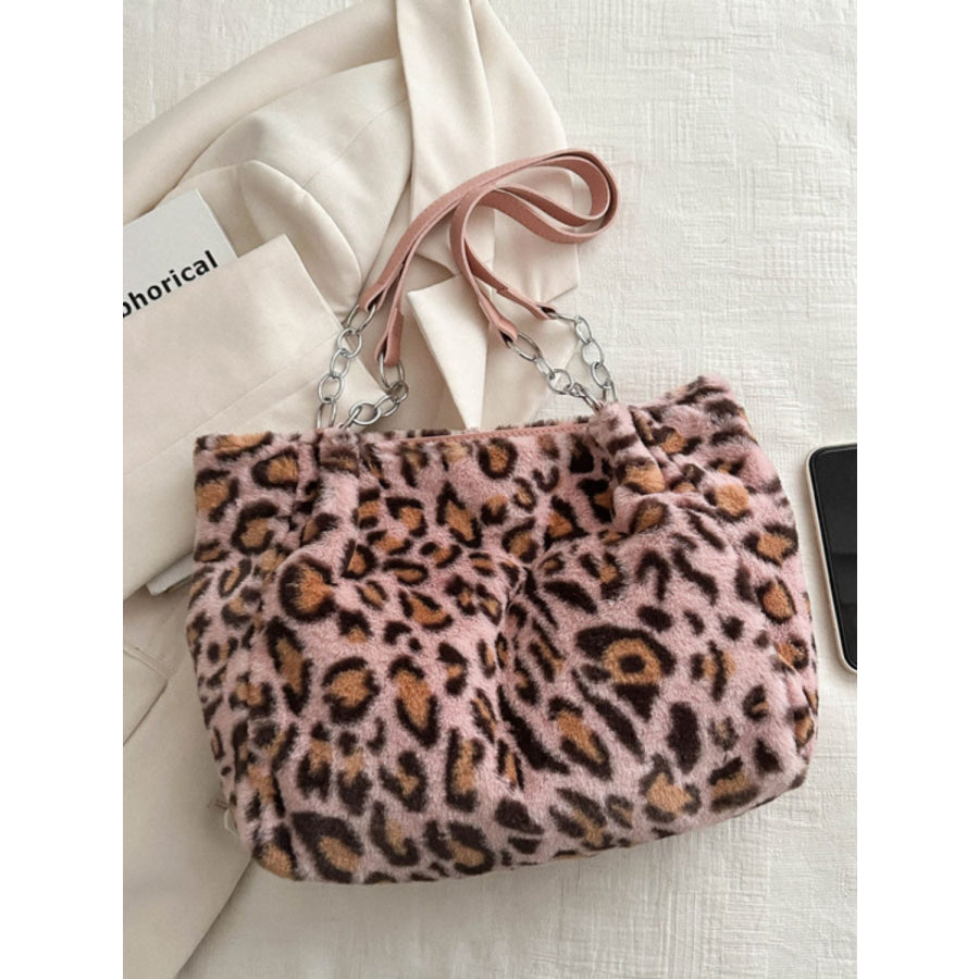 Faux Fur Leopard Shoulder Bag Apparel and Accessories