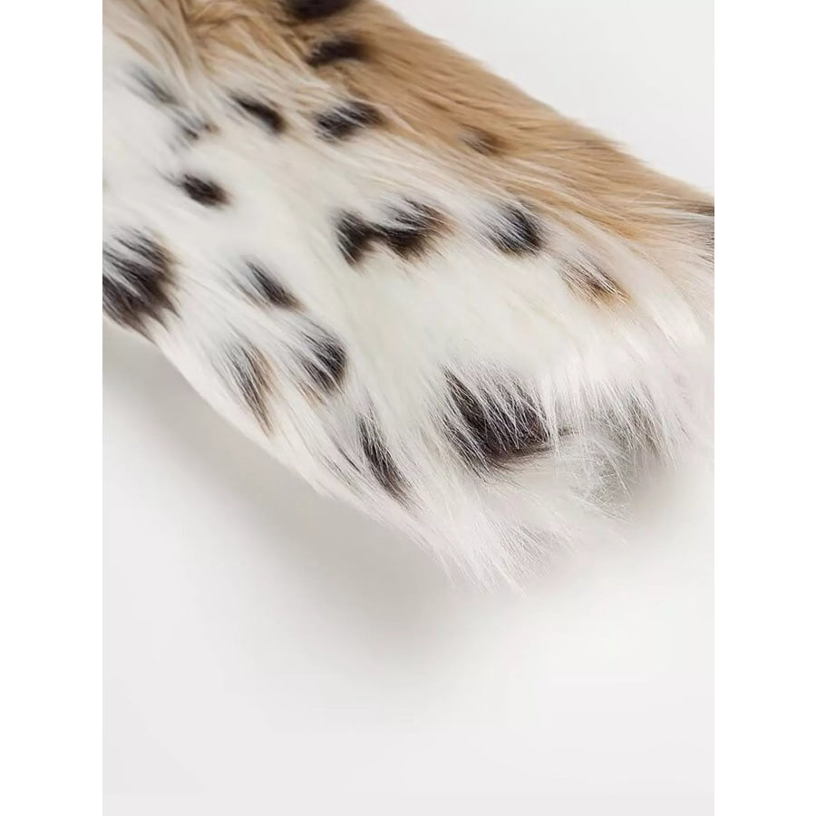 Faux Fur Leopard Turtleneck Outerwear Apparel and Accessories