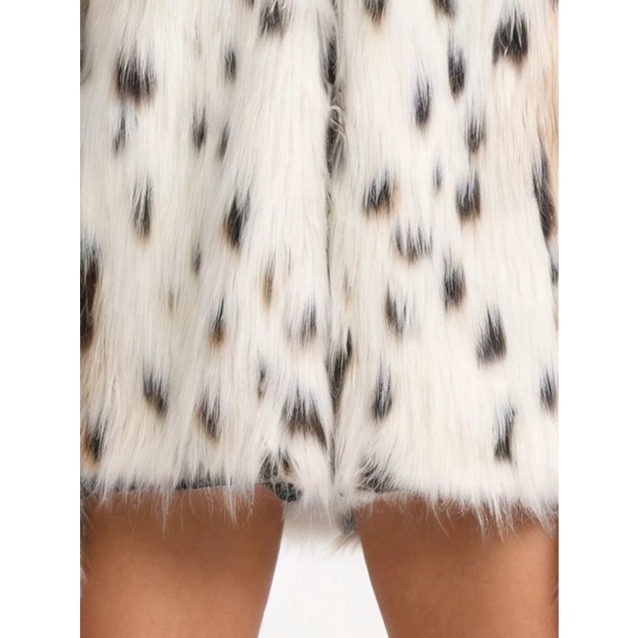 Faux Fur Leopard Turtleneck Outerwear Apparel and Accessories