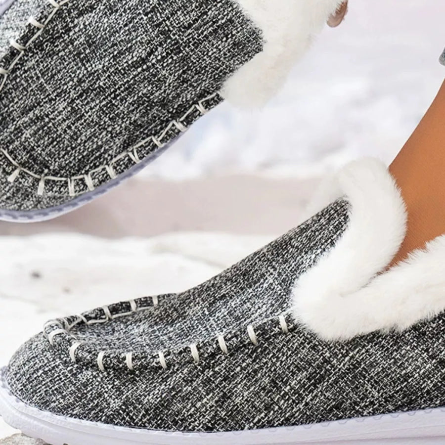 Faux Fur Lined Round Toe Shoes Apparel and Accessories