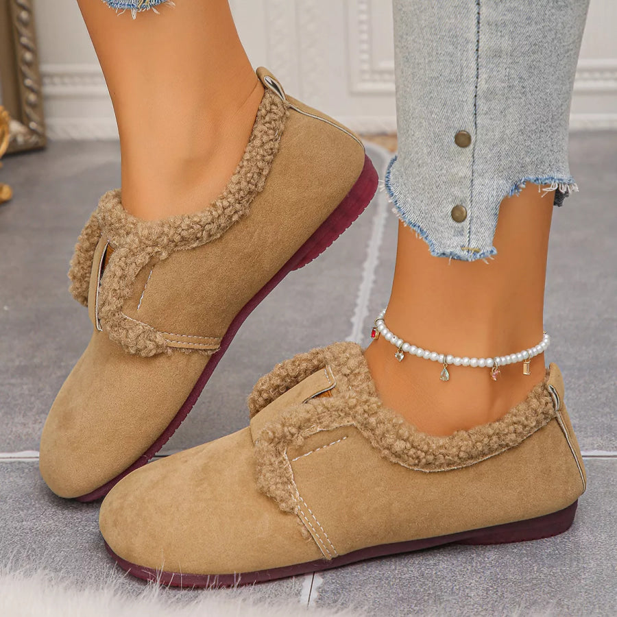 Faux Fur Lined Slip-Ons Apricot / 36 Apparel and Accessories
