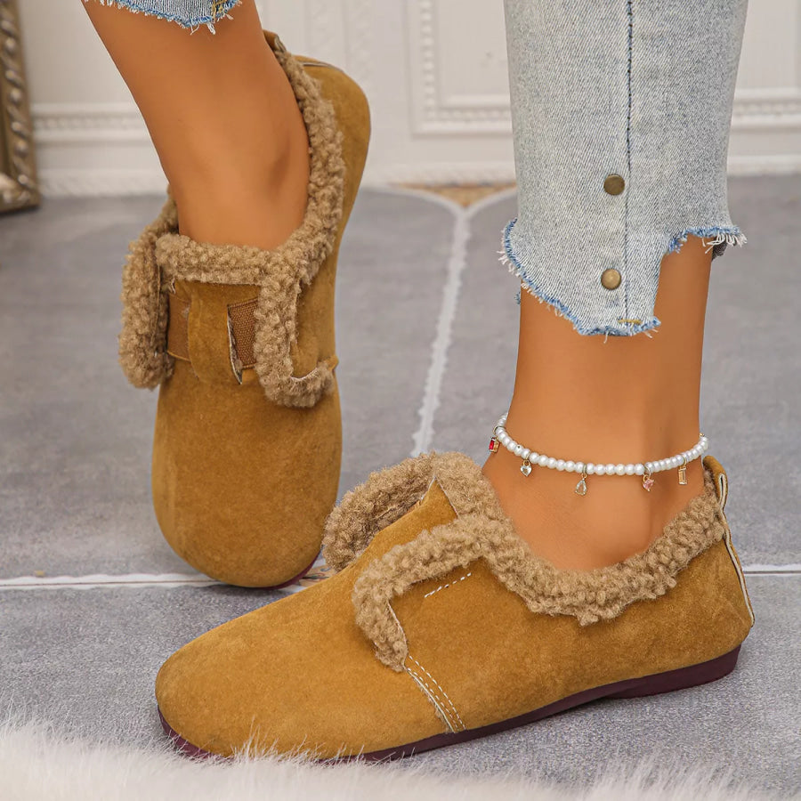 Faux Fur Lined Slip-Ons Coffee Brown / 36 Apparel and Accessories