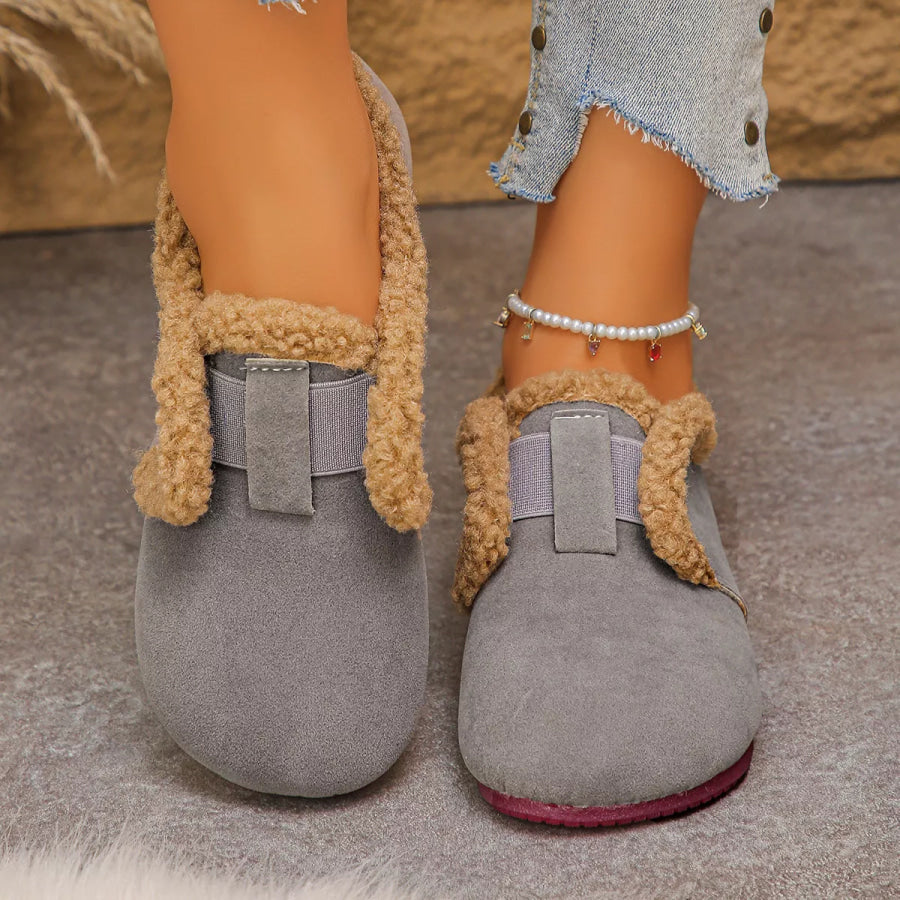 Faux Fur Lined Slip-Ons Gray / 36 Apparel and Accessories