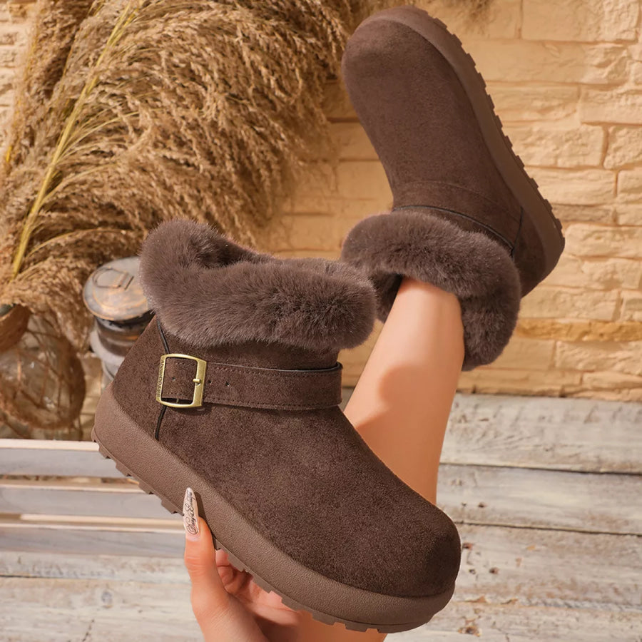Faux Fur Lined Suede Winter Boots Apparel and Accessories