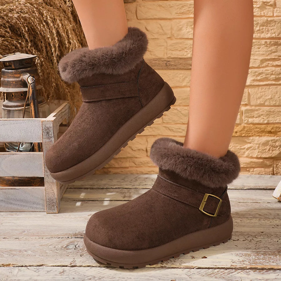 Faux Fur Lined Suede Winter Boots Apparel and Accessories