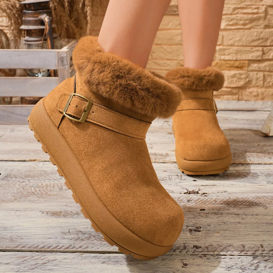 Faux Fur Lined Suede Winter Boots Apparel and Accessories