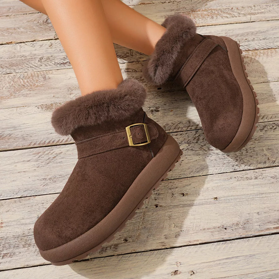 Faux Fur Lined Suede Winter Boots Apparel and Accessories