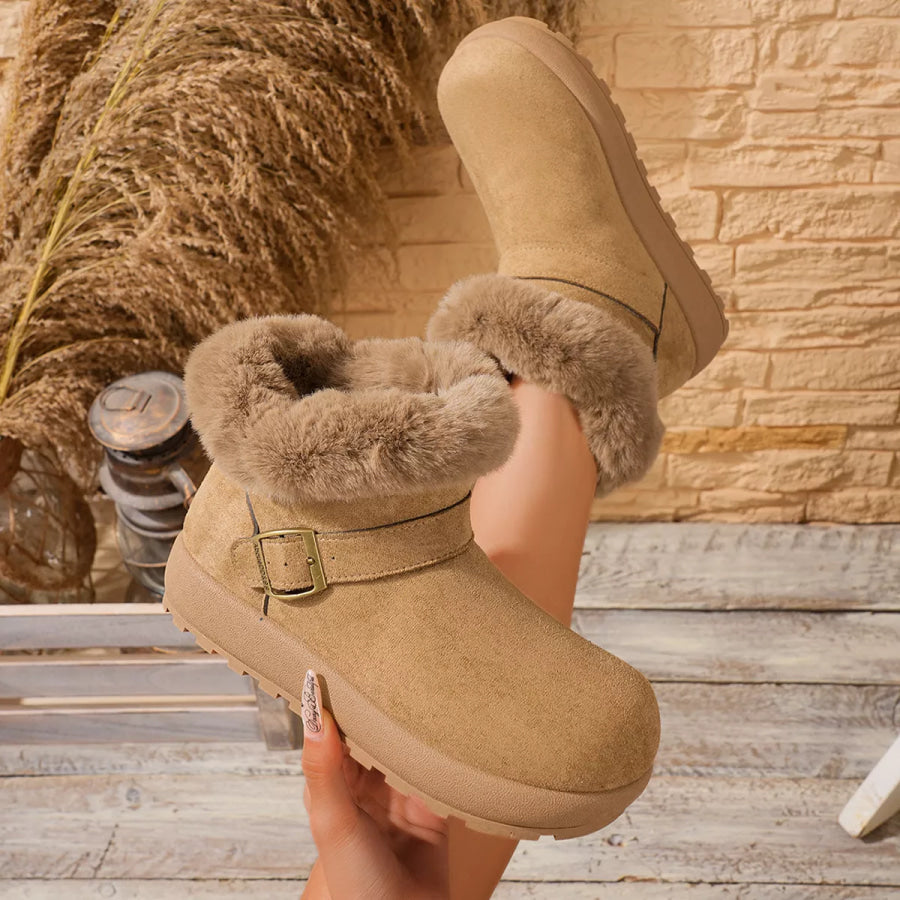 Faux Fur Lined Suede Winter Boots Apparel and Accessories