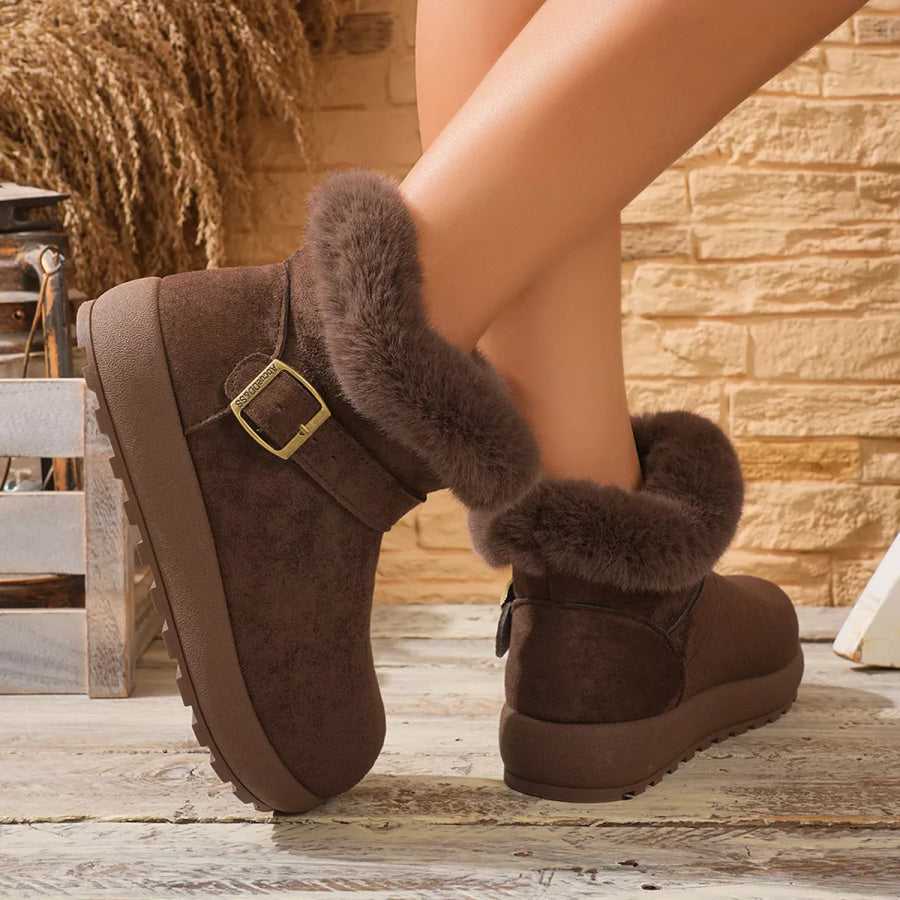 Faux Fur Lined Suede Winter Boots Apparel and Accessories