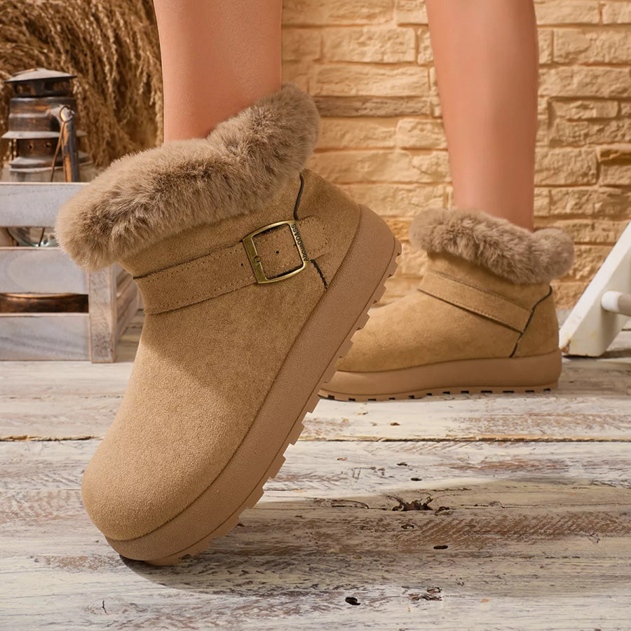 Faux Fur Lined Suede Winter Boots Apparel and Accessories