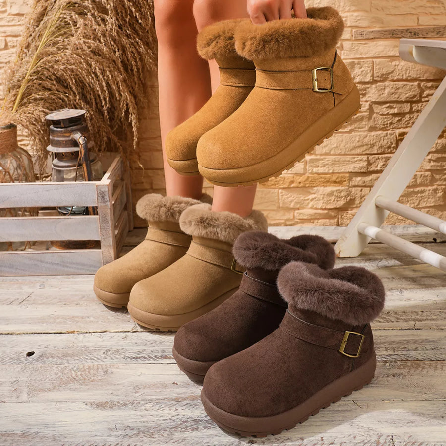 Faux Fur Lined Suede Winter Boots Apparel and Accessories