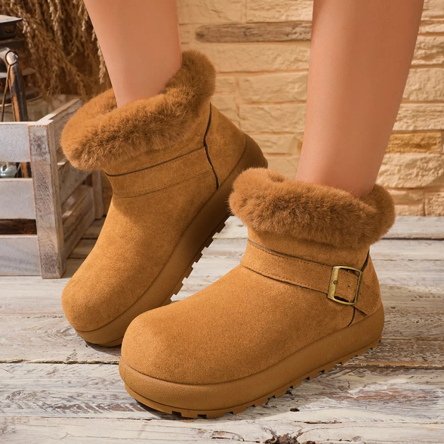 Faux Fur Lined Suede Winter Boots Camel / 36 Apparel and Accessories