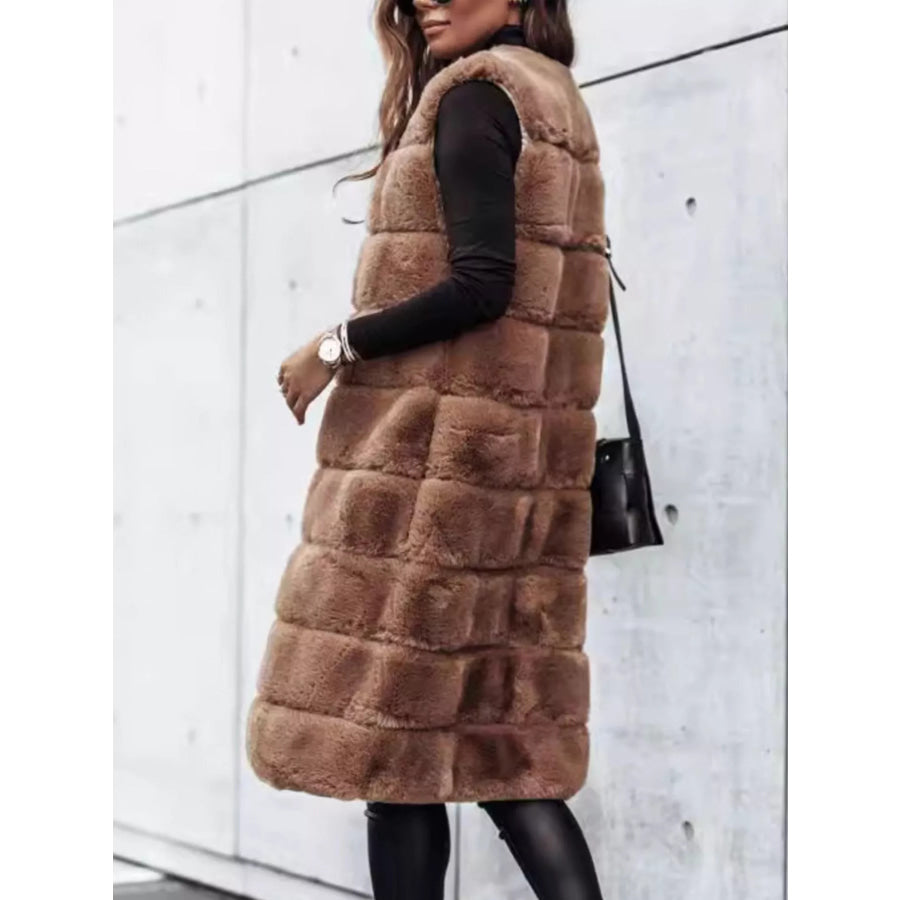 Faux Fur Longline Vest Coat Apparel and Accessories