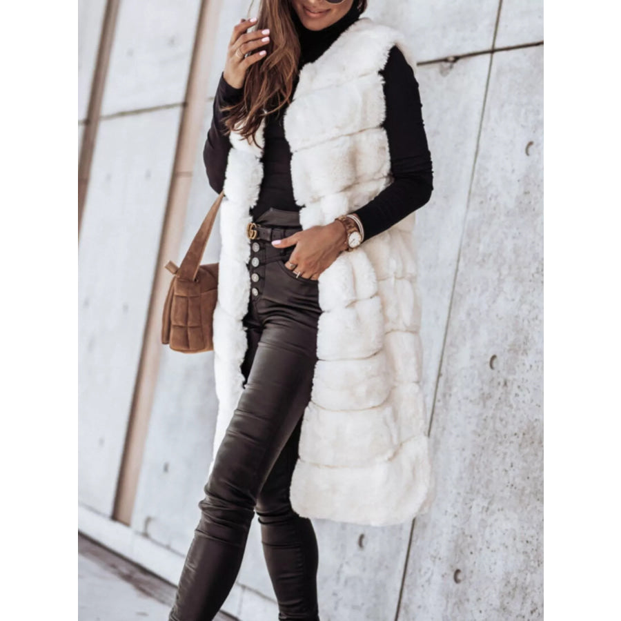 Faux Fur Longline Vest Coat Apparel and Accessories
