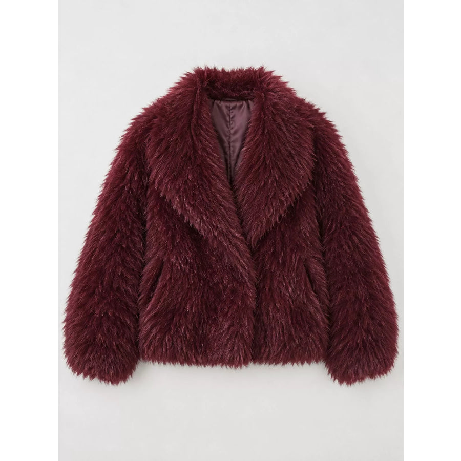 Faux Fur Open-Front Cropped Outerwear Apparel and Accessories