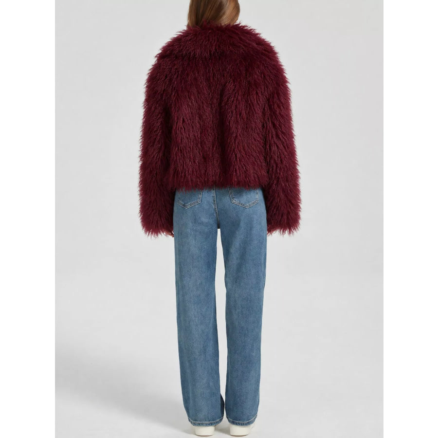 Faux Fur Open-Front Cropped Outerwear Apparel and Accessories