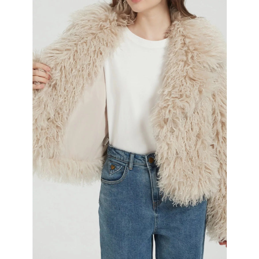 Faux Fur Open-Front Cropped Outerwear Apparel and Accessories