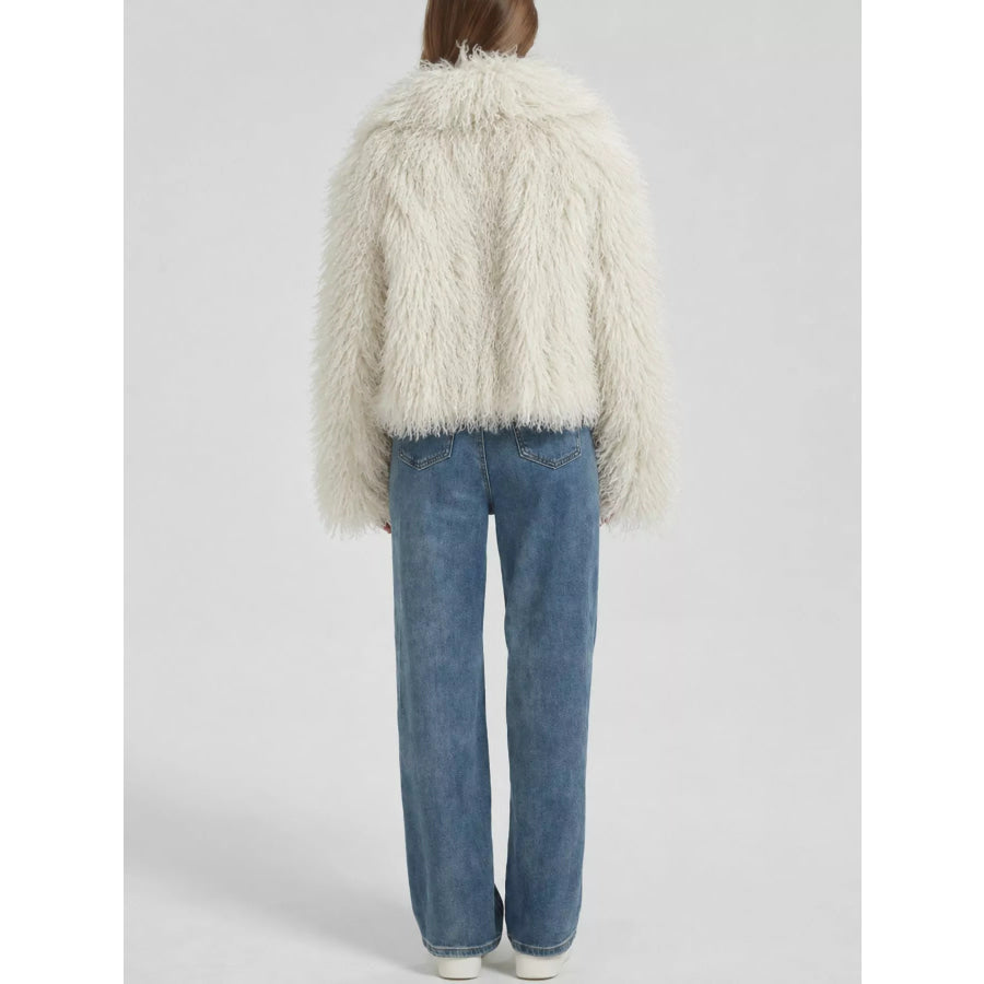 Faux Fur Open-Front Cropped Outerwear Apparel and Accessories