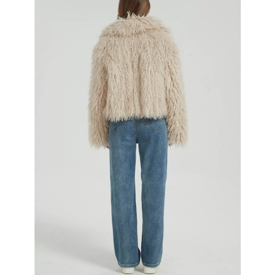 Faux Fur Open-Front Cropped Outerwear Apparel and Accessories