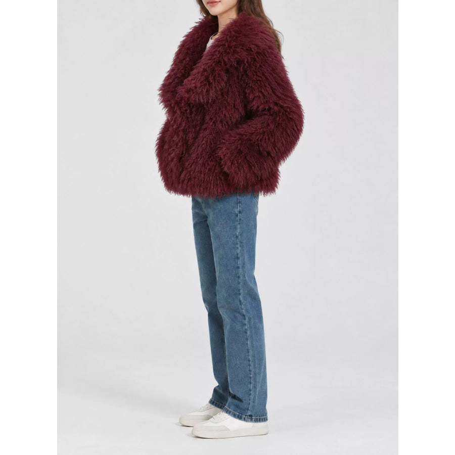 Faux Fur Open-Front Cropped Outerwear Apparel and Accessories