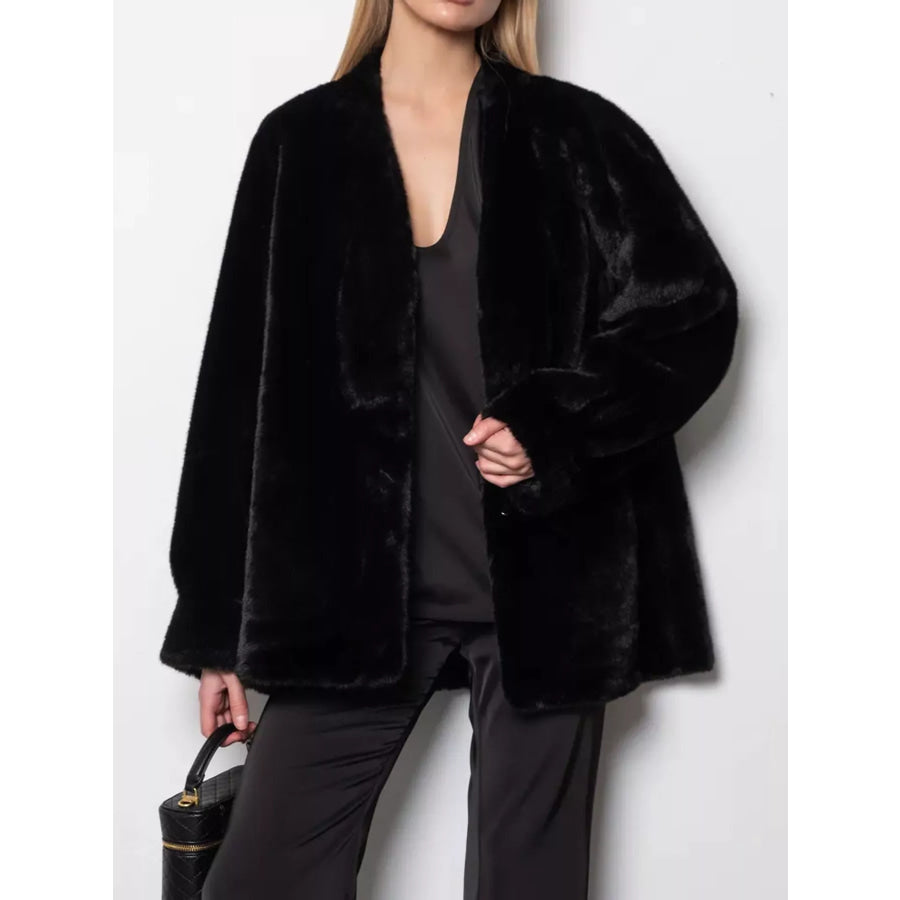 Faux Fur Open-Front Outerwear Apparel and Accessories