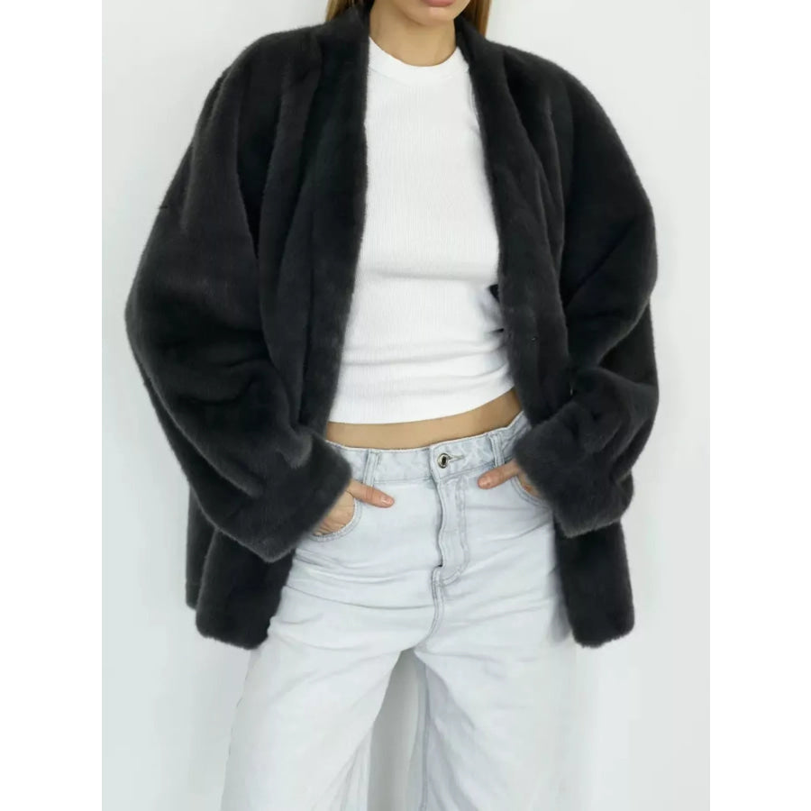 Faux Fur Open-Front Outerwear Apparel and Accessories